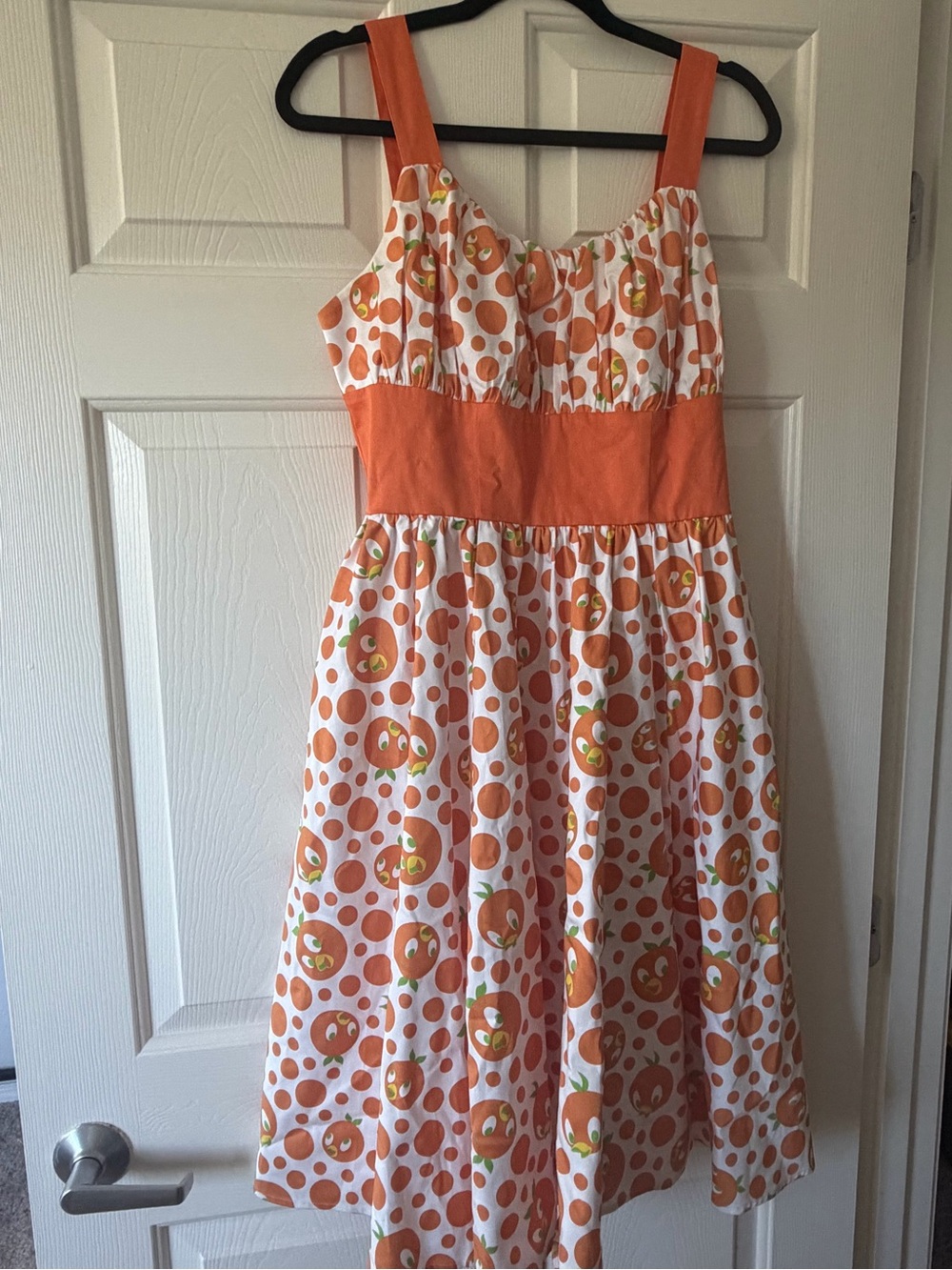 Orange Bird Disney Polka Dot Midi Dress with Wide Straps